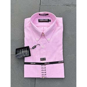 Kirkland Signature NWT Men’s Pink‎ Button Down Dress Shirt Sz 15.5/32